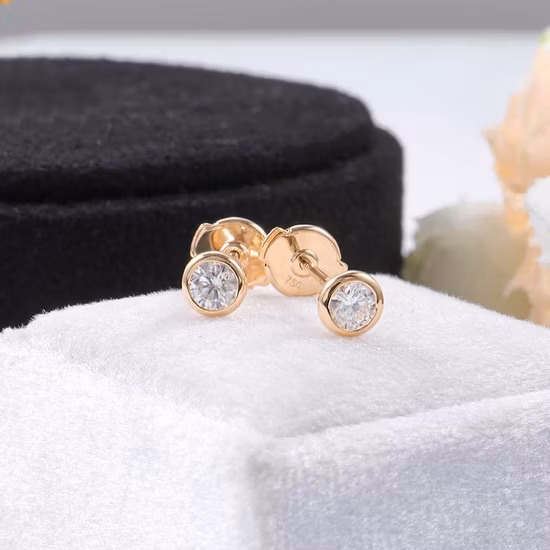DiamondX – boucles d'oreilles à tige en or véritable 14 carats, bijoux personnalisés en diamants de laboratoire